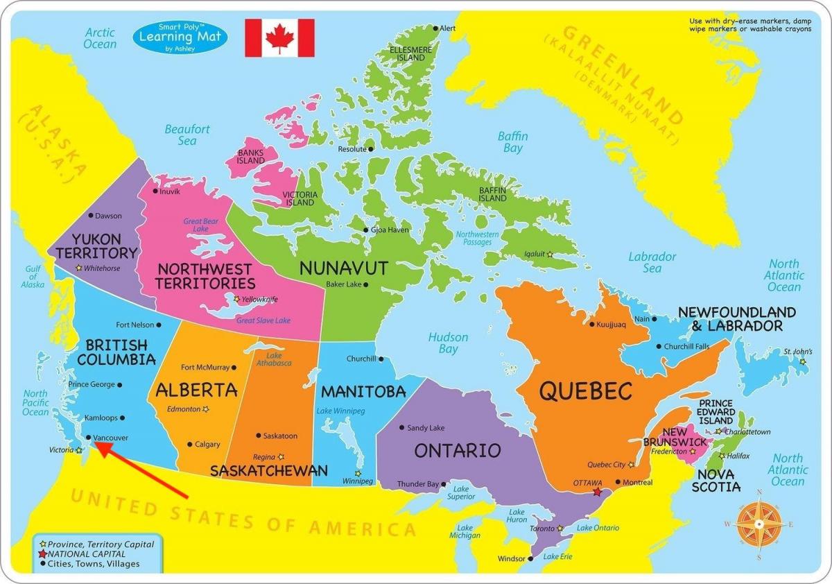 فانكوفر على كولومبيا البريطانية - كندا خريطة
